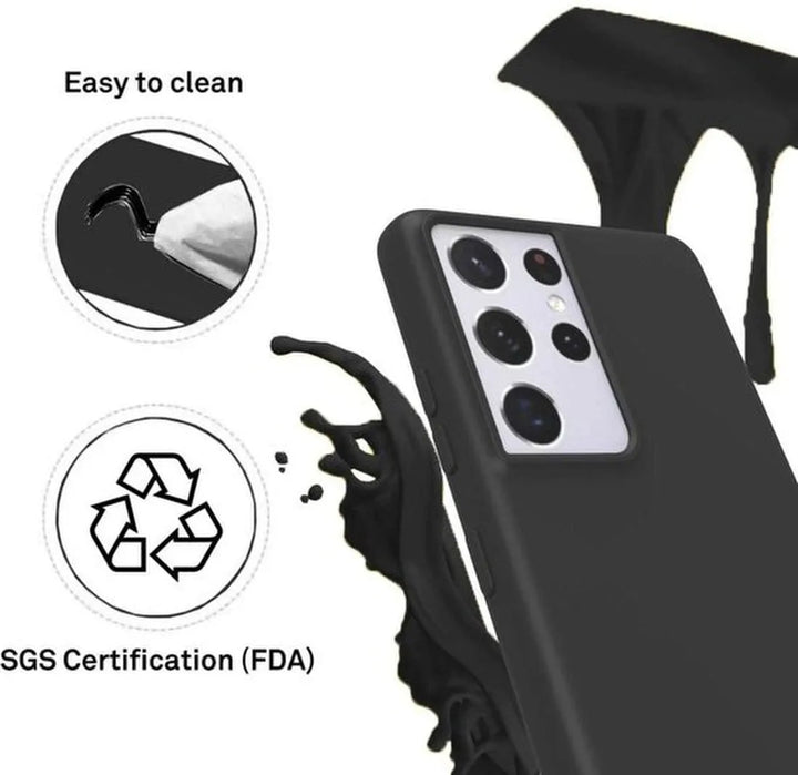 Samsung Galaxy S21 Ultra Hoesjes – Siliconen Backcover – Soft Touch – Schokbestendig – Zwart-Ilumina Benelux