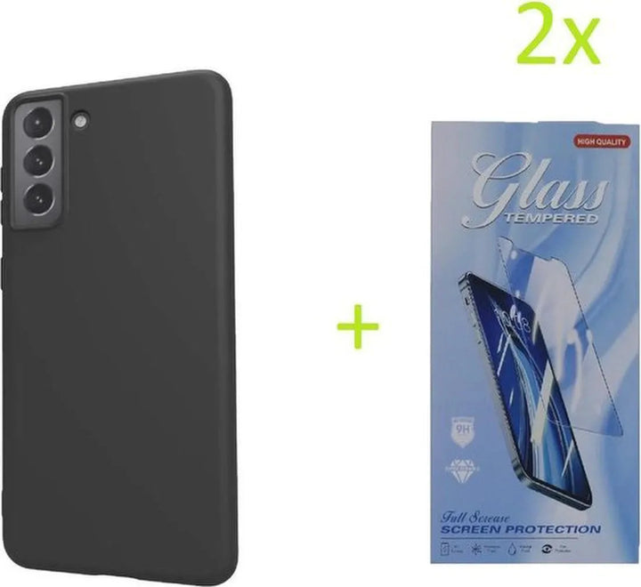 Samsung Galaxy M31s Hoesjes – Siliconen TPU Backcover – Soft Touch – Inclusief 2x Screenprotector Gehard Glas – Zwart-Ilumina Benelux
