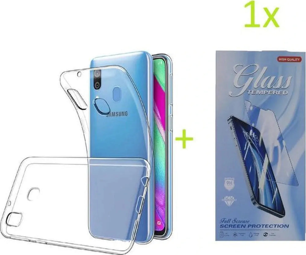 Samsung Galaxy A40 Hoesjes – Transparante Siliconen Backcover – Soft Case – Inclusief Screenprotector-Ilumina Benelux