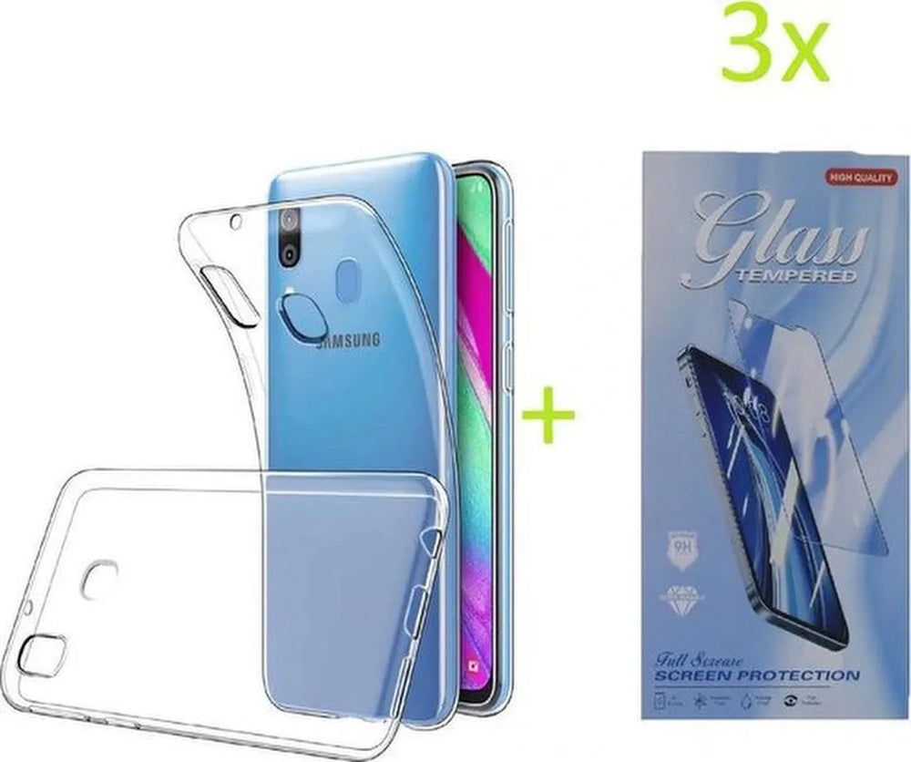 Samsung Galaxy A40 Hoesjes – Transparante TPU Siliconen Backcover – Soft Case – Inclusief 3x Screenprotector-Ilumina Benelux