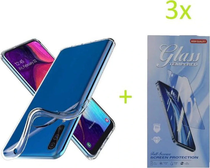 Samsung Galaxy A50 Hoesjes – Transparante TPU Siliconen Backcover – Soft Case – Inclusief 3x Screenprotector-Ilumina Benelux