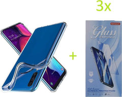 Soft Back Cover Hoesje Geschikt voor: Samsung Galaxy A30S / A50 / A50S Transparant TPU Siliconen Soft Case + 3X Screenprotector