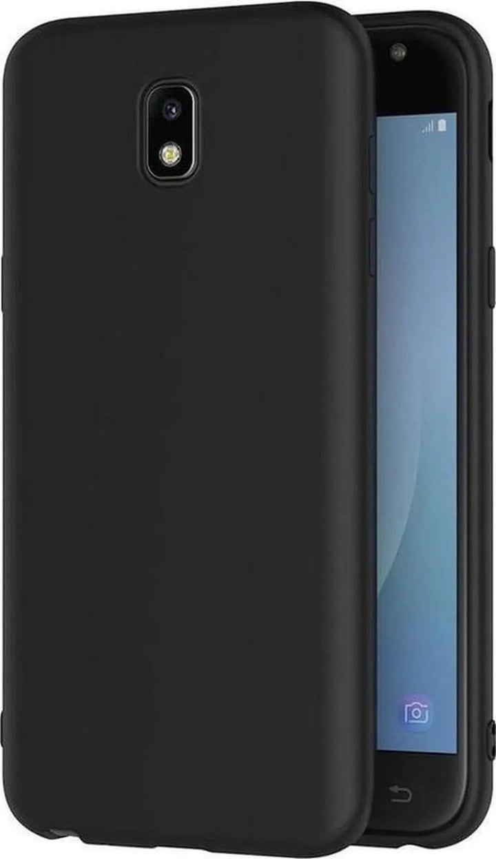 Samsung Galaxy J3 2017 Hoesjes – Siliconen TPU Backcover – Inclusief 2x Screenprotector Gehard Glas – Zwart-Ilumina Benelux