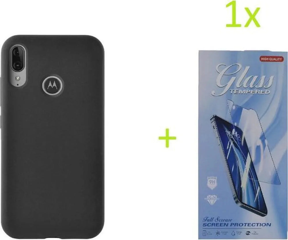 Motorola E6S / E6 Plus Hoesjes – Siliconen Backcover – TPU Softcase – Inclusief Screenprotector – Zwart-Ilumina Benelux