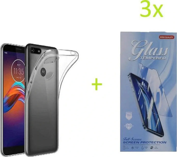 Motorola Moto E6 Play Hoesjes – Transparante TPU Siliconen Backcover – Soft Case – Inclusief 3x Screenprotector-Ilumina Benelux