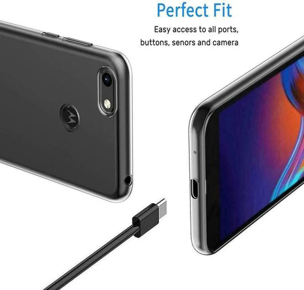 Motorola Moto E6 Play Hoesjes – Transparante TPU Siliconen Backcover – Soft Case – Inclusief 3x Screenprotector-Ilumina Benelux
