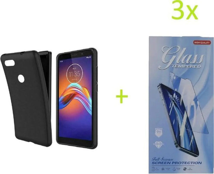 Motorola Moto E6 Play Hoesjes – Siliconen TPU Backcover – Schokbestendig – Inclusief 3x Screenprotector – Zwart-Ilumina Benelux