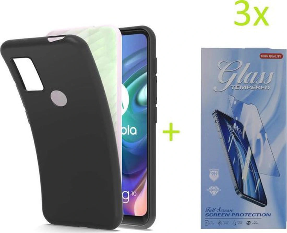 Motorola Moto G10/G20/G30 Hoesjes – Siliconen TPU Backcover – Inclusief 3x Screenprotector – Zwart