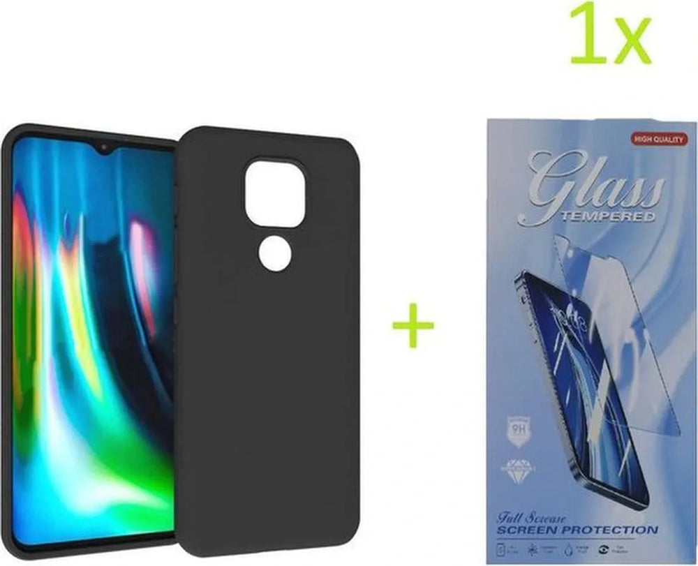 Motorola Moto G9 Play & E7 Plus Hoesjes – Siliconen TPU Backcover – Inclusief Screenprotector – Zwart-Ilumina Benelux