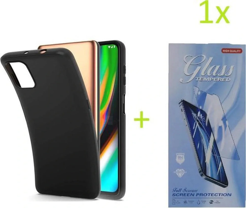 Motorola Moto G9 Plus Hoesjes – Siliconen TPU Backcover – Inclusief Screenprotector – Schokbestendig – Zwart-Ilumina Benelux