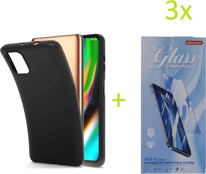 Motorola Moto G9 Plus Hoesjes – Siliconen TPU Backcover – Schokbestendig – Inclusief 3x Screenprotector – Zwart-Ilumina Benelux