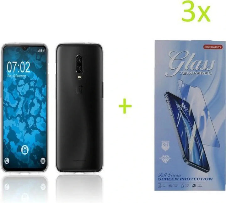 OnePlus 6T/7 Hoesjes – Transparante TPU Siliconen Backcover – Soft Case – Inclusief 3x Screenprotector-Ilumina Benelux