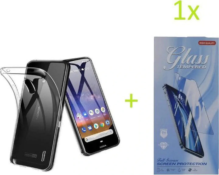 Nokia 2.2 Hoesjes – Transparante TPU Siliconen Backcover – Soft Case – Incl. Gehard Glas Screenprotector-Ilumina Benelux