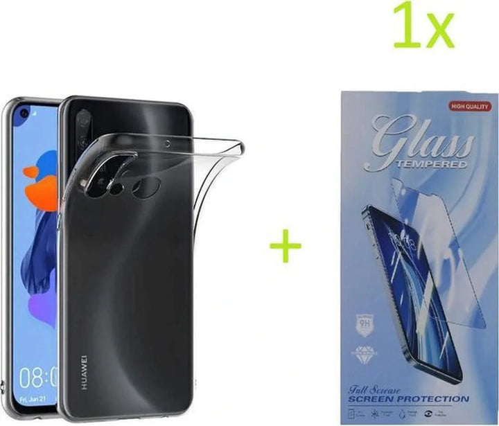 Huawei P20 Lite 2019 Hoesjes – Transparante TPU Siliconen Backcover – Soft Case – Inclusief Gehard Glas Screenprotector-Ilumina Benelux