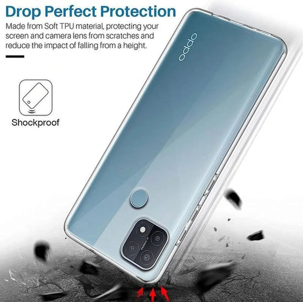 Oppo A15 Hoesjes – Transparante TPU Siliconen Backcover – Soft Case – Incl. Gehard Glas Screenprotector-Ilumina Benelux