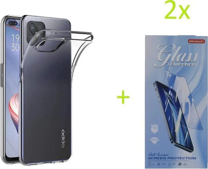 Oppo Reno 4Z 5G Hoesjes – Transparante TPU Siliconen Backcover – Soft Case – 2x Gehard Glas Screenprotector-Ilumina Benelux