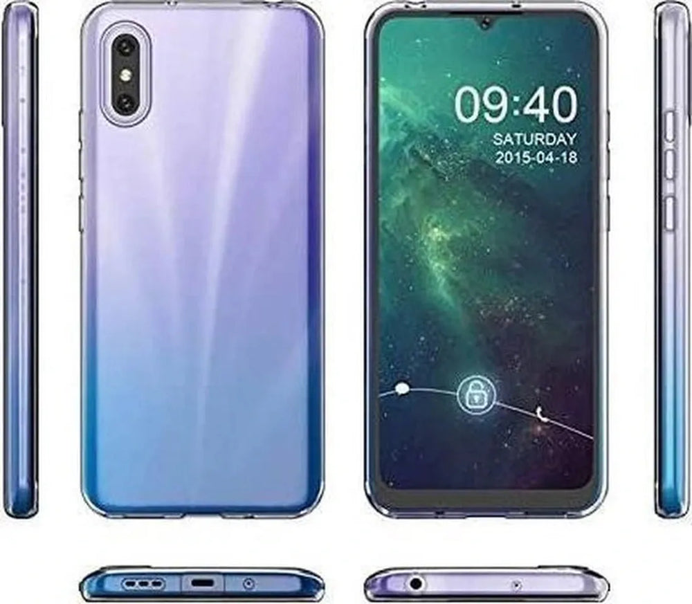 Xiaomi Redmi 9A/9AT Hoesjes – Transparante TPU Siliconen Backcover – Soft Case – Incl. Gehard Glas Screenprotector-Ilumina Benelux