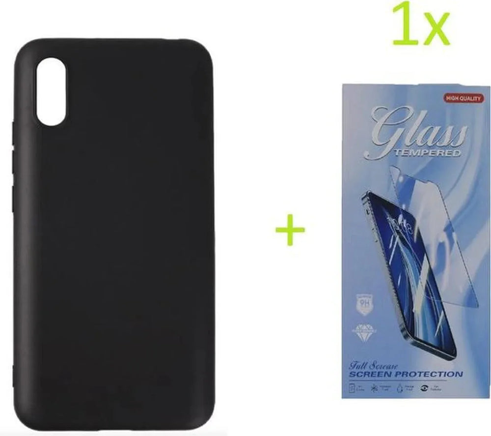Xiaomi Redmi 9A/9AT Hoesjes – TPU Siliconen Backcover – Inclusief Screenprotector – Schokbestendig – Zwart-Ilumina Benelux