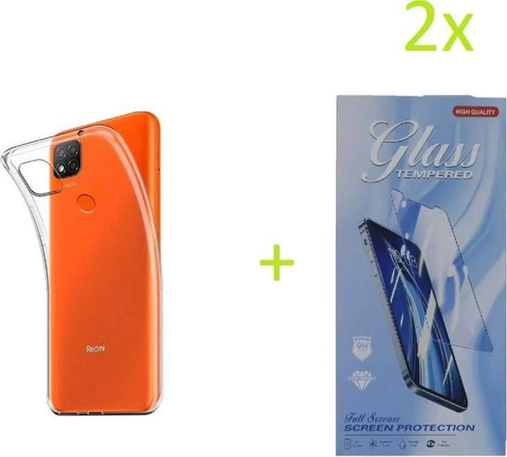 Xiaomi Redmi 9C Hoesjes – Transparante TPU Siliconen Backcover – Soft Case – Inclusief 2x Gehard Glas Screenprotector-Ilumina Benelux