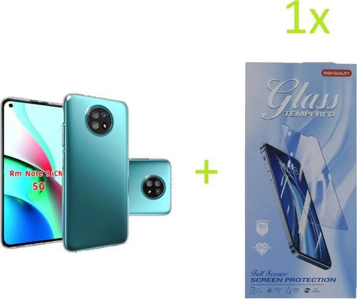 Xiaomi Redmi Note 9T Hoesjes – Transparante TPU Siliconen Backcover – Schokbestendig – Incl. Gehard Glas Screenprotector-Ilumina Benelux