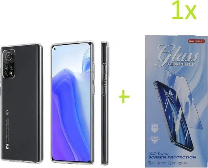 Xiaomi Mi 10T Hoesjes – Transparante TPU Siliconen Backcover – Soft Case – Inclusief Gehard Glas Screenprotector-Ilumina Benelux