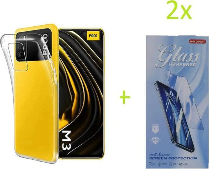 Xiaomi Poco M3 Hoesjes – Transparante TPU Siliconen Backcover – Soft Case – Inclusief 2x Screenprotector-Ilumina Benelux