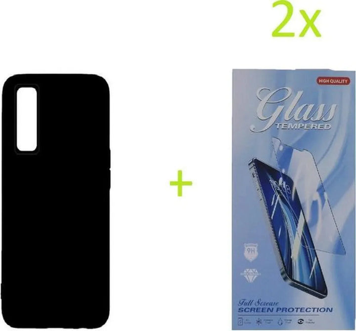 Realme 7 Pro Hoesjes – TPU Siliconen Backcover – Inclusief 2x Screenprotector – Zwart-Ilumina Benelux