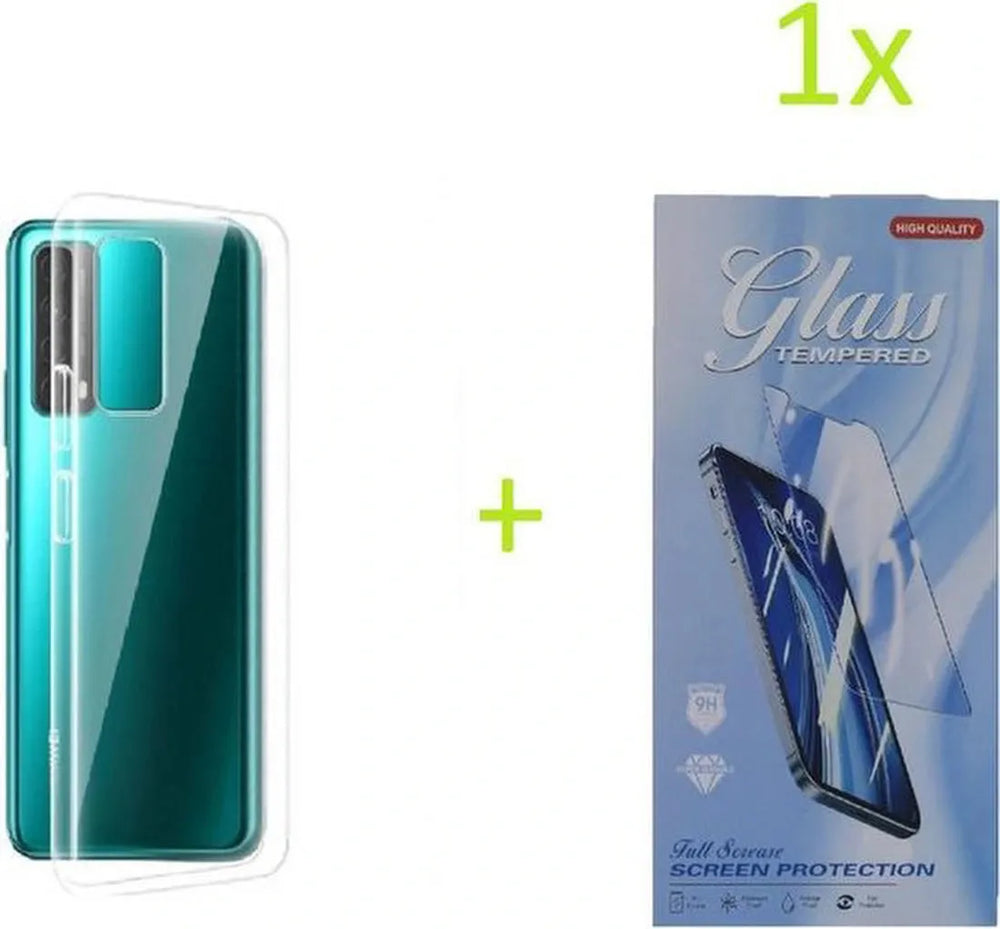 Huawei P Smart 2021 Hoesjes – Transparante TPU Siliconen Backcover – Soft Case – Incl. Gehard Glas Screenprotector-Ilumina Benelux