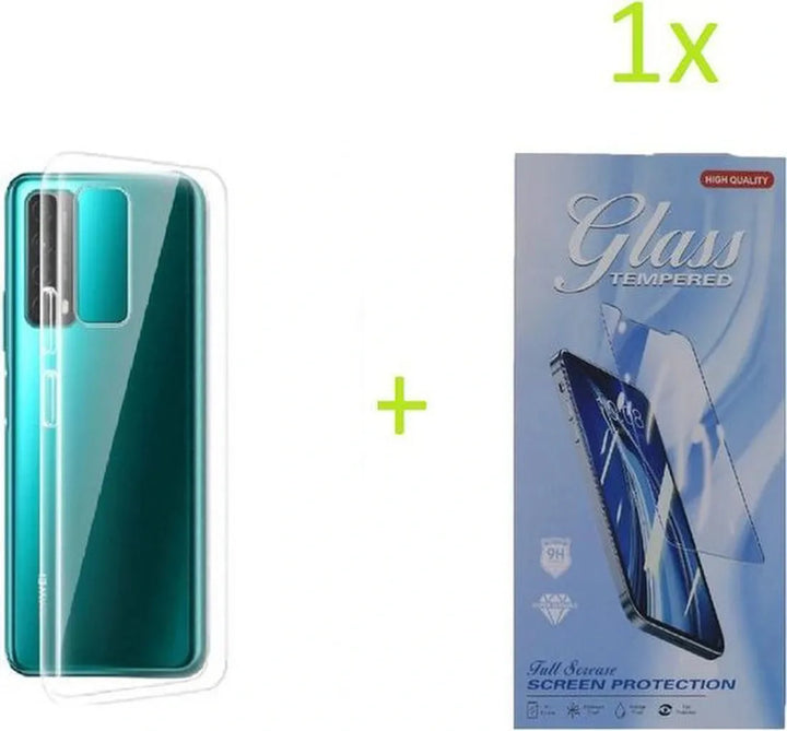 Huawei P Smart 2021 Hoesjes – Transparante TPU Siliconen Backcover – Soft Case – Incl. Gehard Glas Screenprotector-Ilumina Benelux