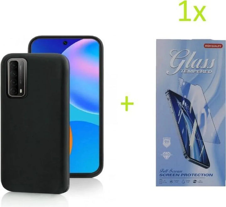 Huawei P Smart 2021 Hoesjes – Siliconen TPU Backcover – Inclusief Screenprotector – Schokbestendig – Zwart-Ilumina Benelux