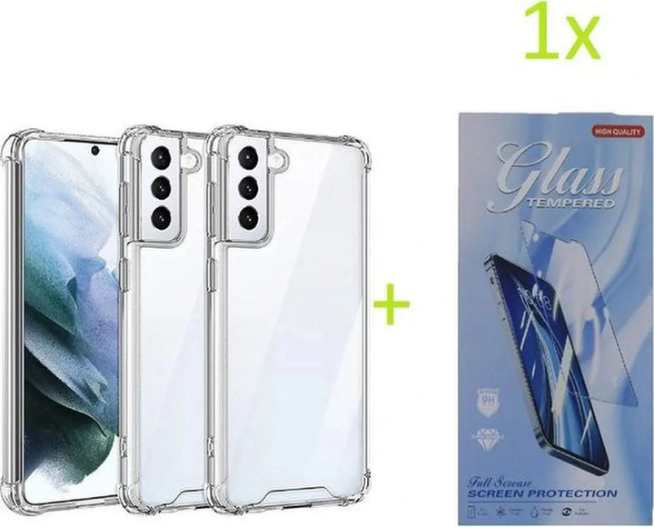 Samsung Galaxy S21 Plus Hoesjes – Siliconen Backcover – Schokbestendig Bumper – Transparant + Screenprotector-Ilumina Benelux