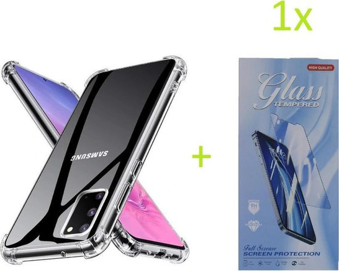 Shockproof Hoesje Geschikt voor: Samsung Galaxy Note 20 - Anti Shock Silicone Bumper Hoesje - Transparant + 1X Screenprotector