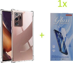 Samsung Galaxy Note 20 Ultra Hoesjes – Siliconen Backcover – Schokbestendig Bumper – Transparant – Incl. Screenprotector
