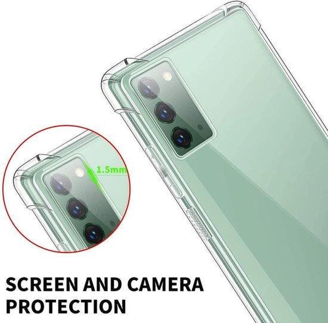 Samsung Galaxy Note 20 Ultra Hoesjes – Siliconen Backcover – Schokbestendig Bumper – Transparant – Inclusief 2x Screenprotector