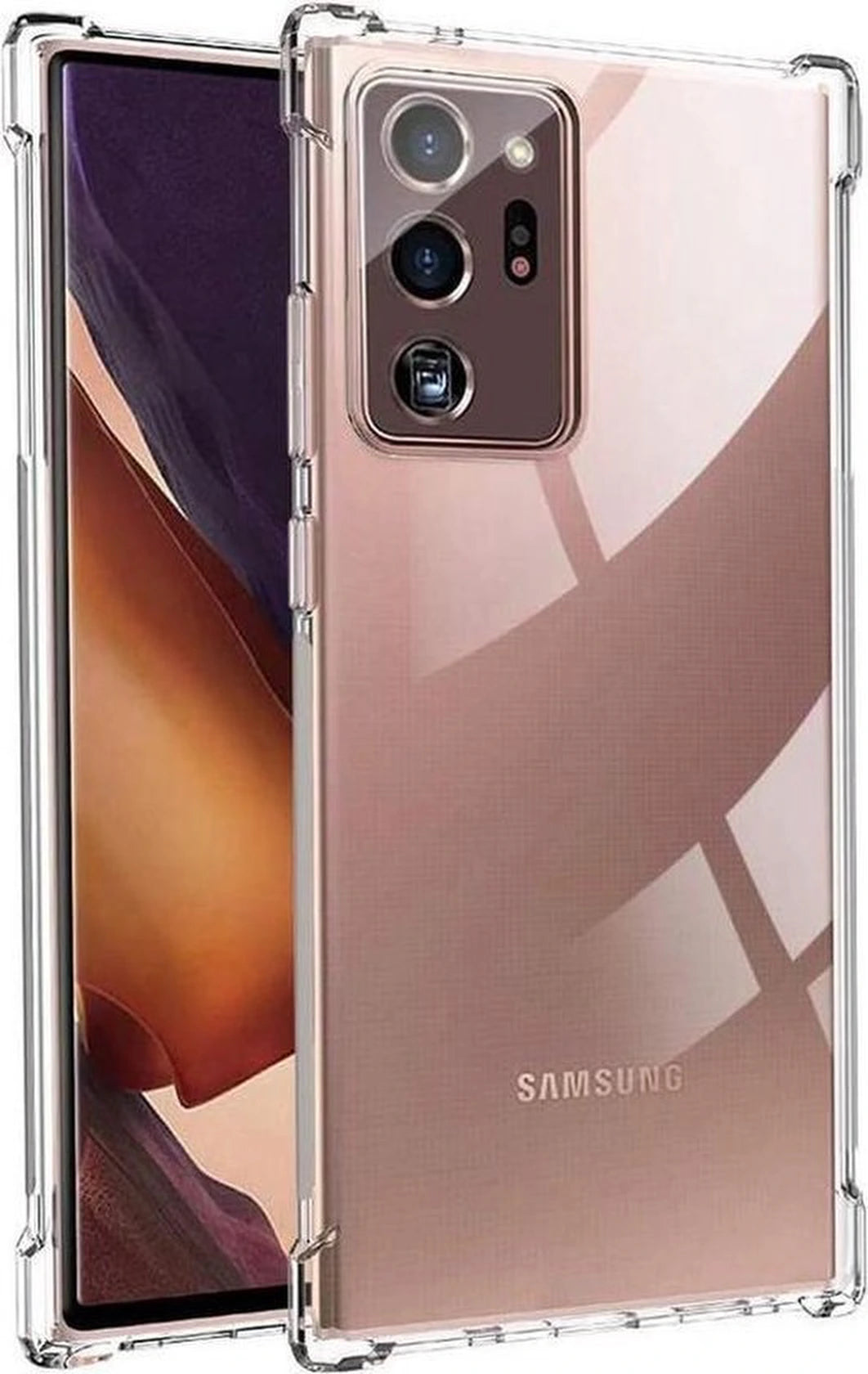 Samsung Galaxy Note 20 Ultra Hoesjes – Siliconen Backcover – Schokbestendig Bumper – Transparant – Incl. 3x Screenprotector