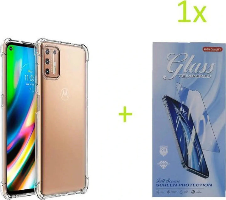 Motorola Moto G9 Plus Hoesjes – Siliconen Backcover – Schokbestendig – Transparant + Screenprotector-Ilumina Benelux