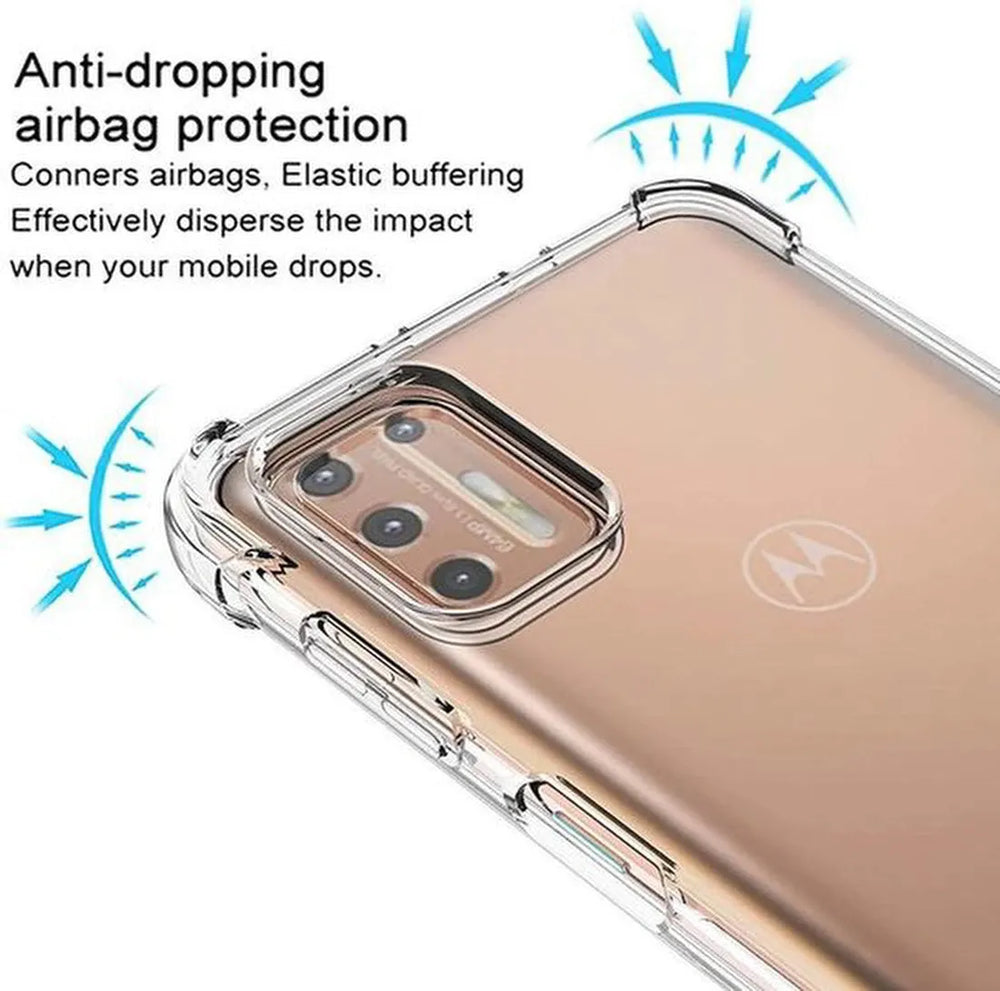 Motorola Moto G9 Plus Hoesjes – Siliconen Backcover – Schokbestendig – Transparant + 2x Screenprotector-Ilumina Benelux