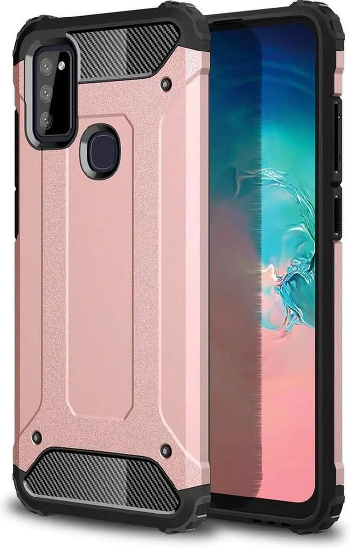 Samsung Galaxy M51 Hoesjes – Armor Hybrid Backcover – Schokbestendig – Roségoud-Ilumina Benelux