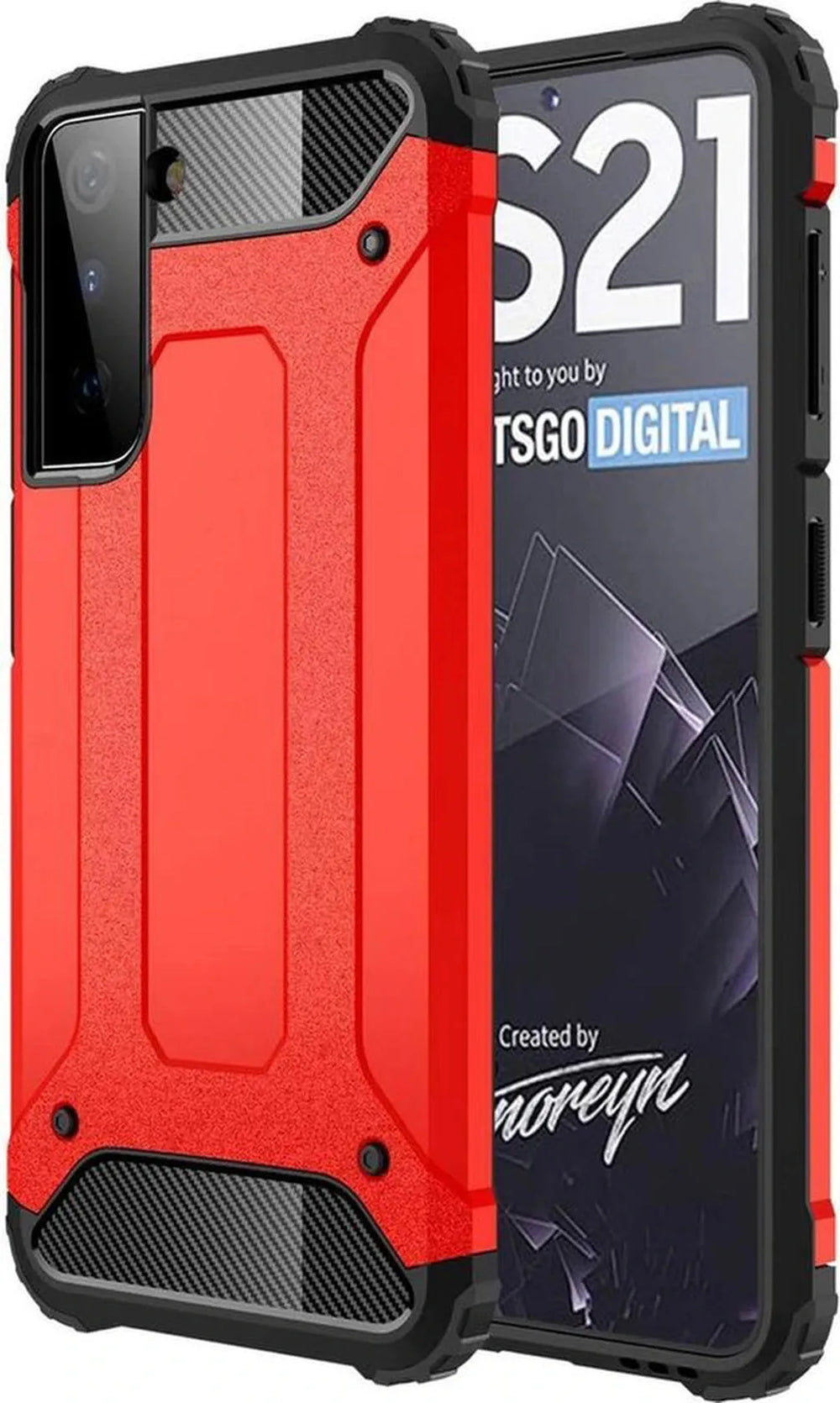 Samsung Galaxy S21 Plus Hoesjes – Armor Hybrid Backcover – Schokbestendig – Rood-Ilumina Benelux