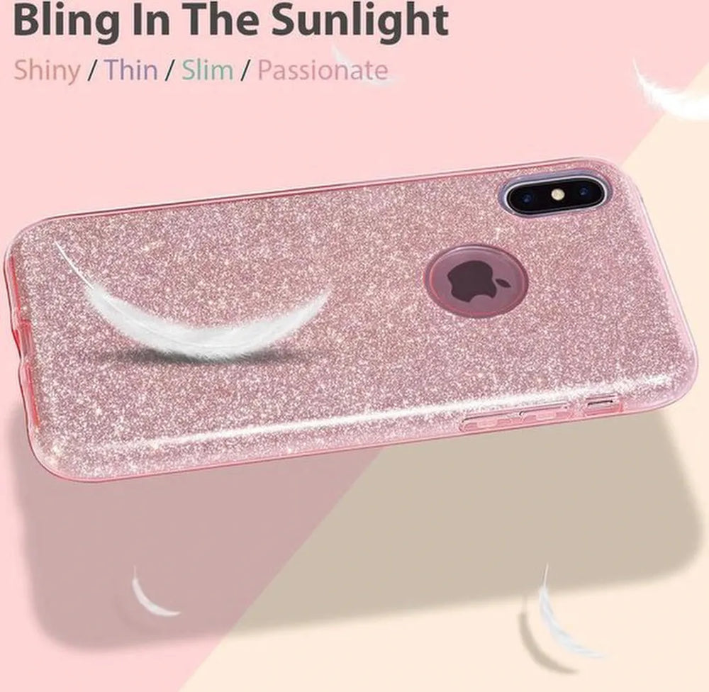 Samsung Galaxy A42 5G Hoesjes – Siliconen TPU Backcover – Glitter BlingBling Cover – Rose-Ilumina Benelux