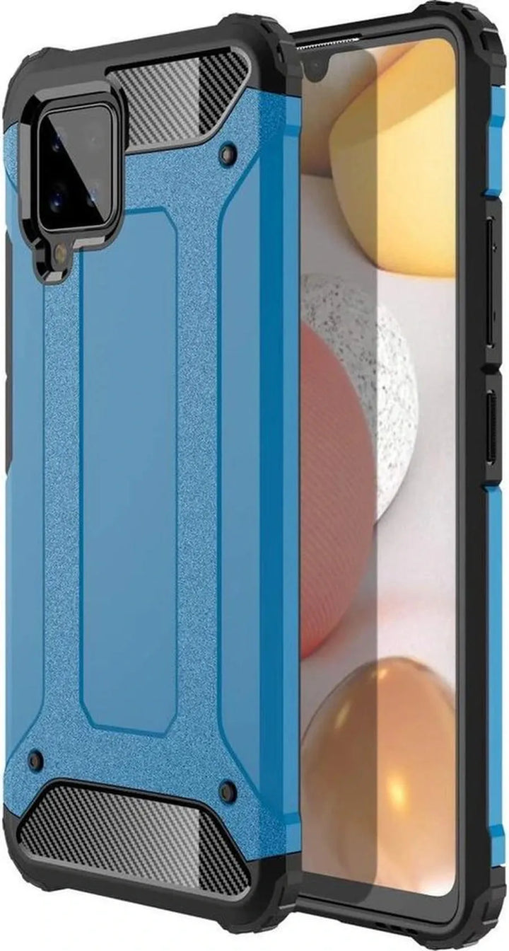 Samsung Galaxy A42 5G Hoesjes – Armor Hybrid Backcover – Schokbestendig – Blauw-Ilumina Benelux