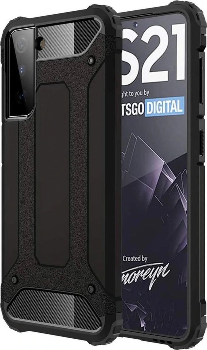 Samsung Galaxy S21 5G Hoesjes – Armor Hybrid Backcover – Schokbestendig – Zwart-Ilumina Benelux