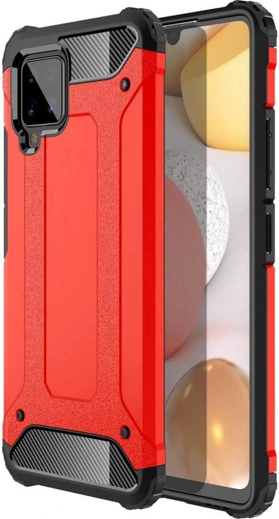 Samsung Galaxy A42 5G Hoesjes – Armor Hybrid Backcover – Schokbestendig – Rood-Ilumina Benelux