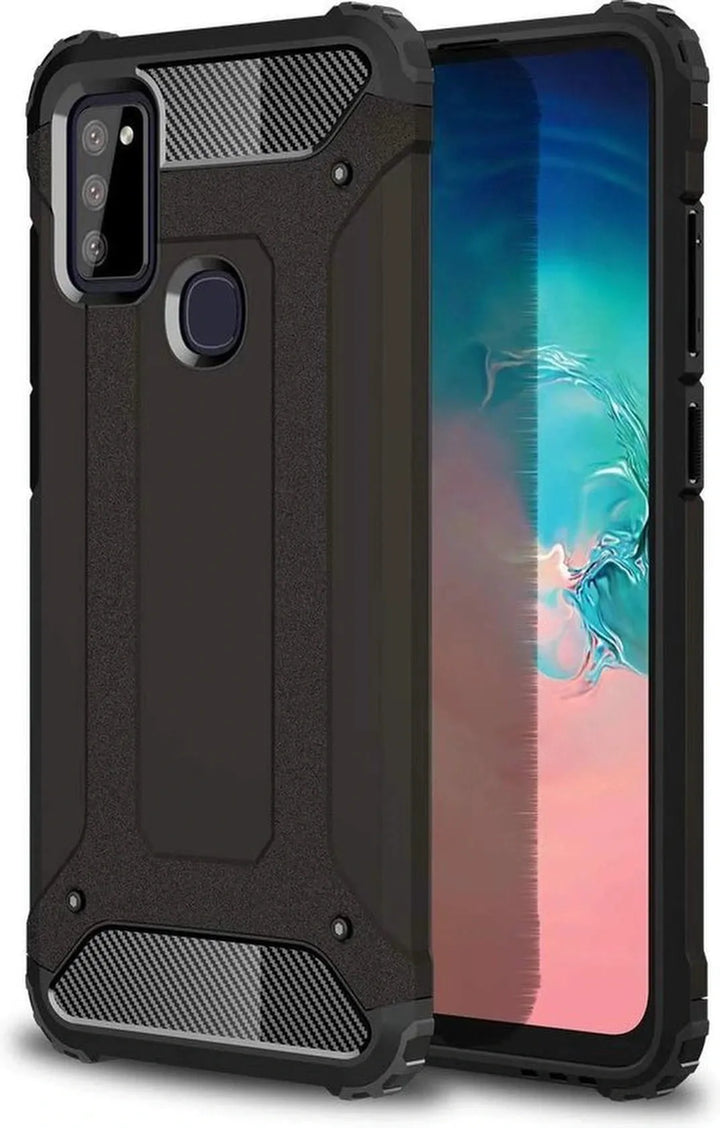 Samsung Galaxy M51 Hoesjes – Armor Hybrid Backcover – Schokbestendig – Zwart-Ilumina Benelux