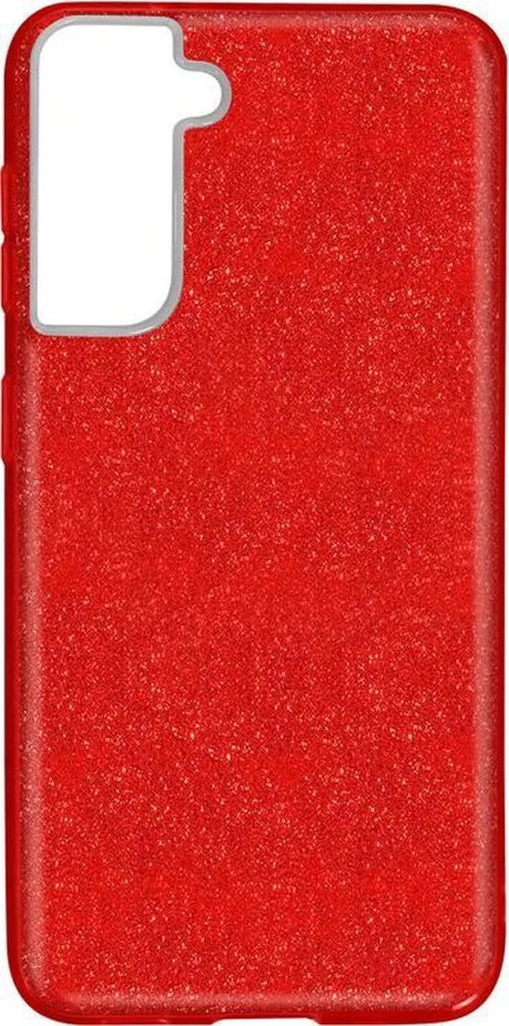 Samsung Galaxy S21 Plus Hoesjes – Siliconen TPU Backcover – Glitters BlingBling – Rood-Ilumina Benelux