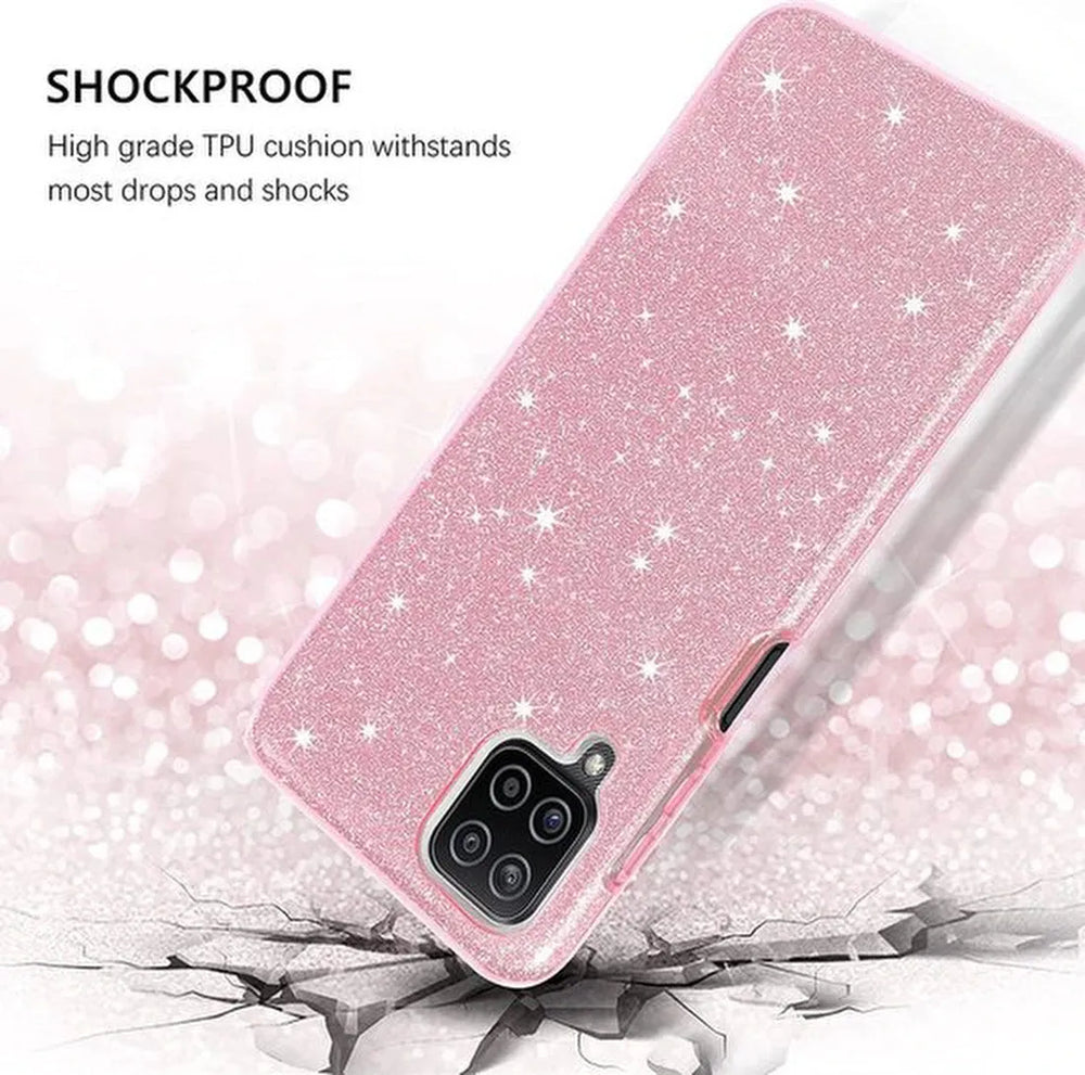 Samsung Galaxy A42 5G Hoesjes – Siliconen TPU Backcover – Glitters BlingBling – Schokbestendig – Zilver-Ilumina Benelux