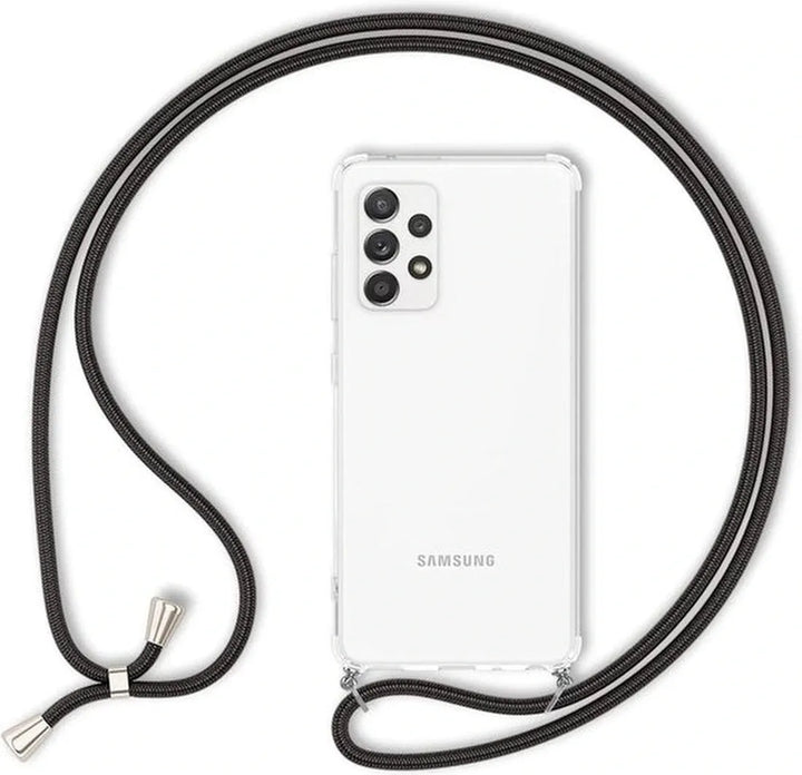 Samsung Galaxy A52/A52s Hoesjes – Backcover met Koord – Schokbestendig – Schouder/Nek Draagriem – Zwart-Ilumina Benelux