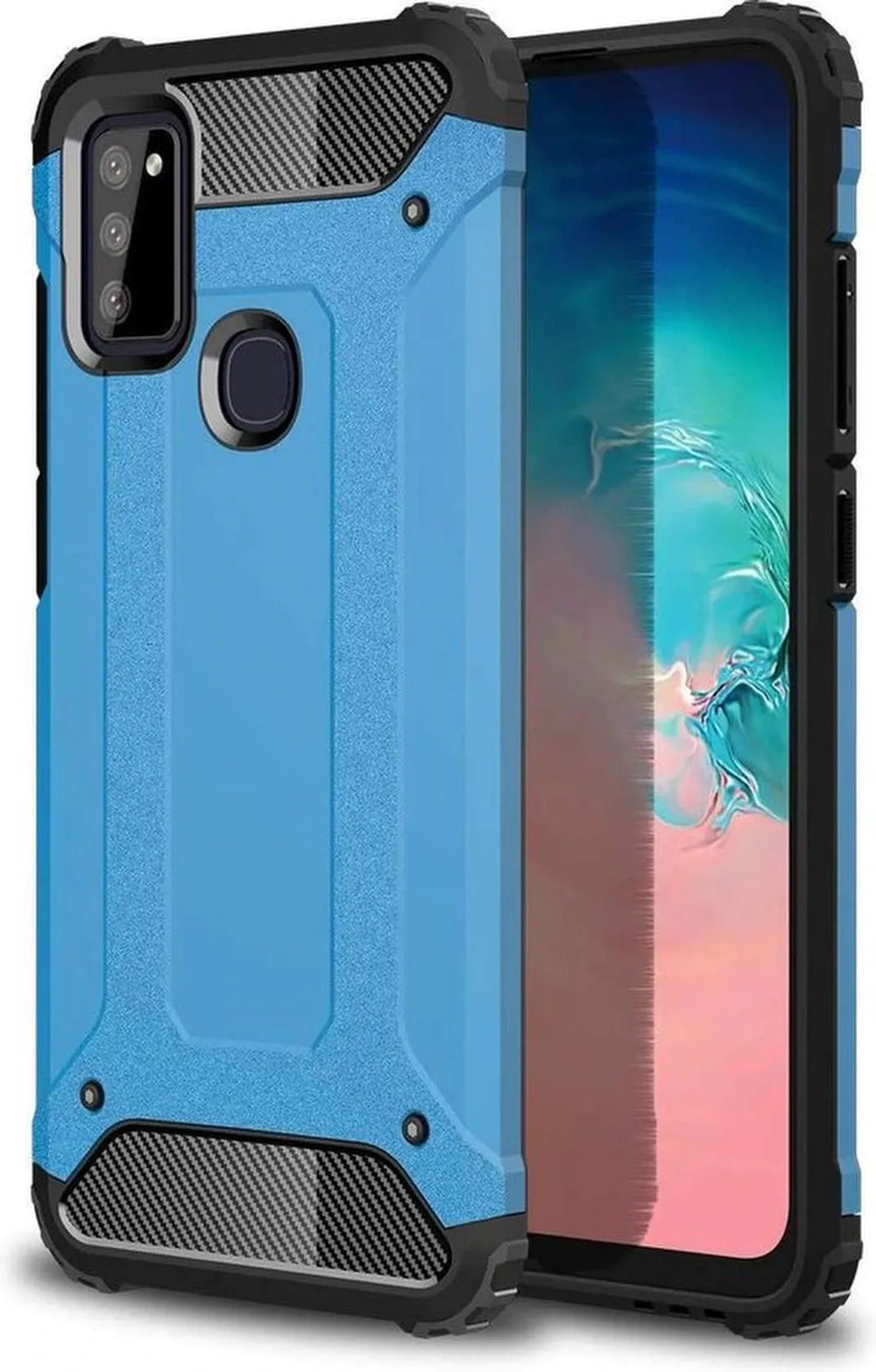 Samsung Galaxy M51 Hoesjes – Armor Hybrid Backcover – Schokbestendig – Blauw-Ilumina Benelux