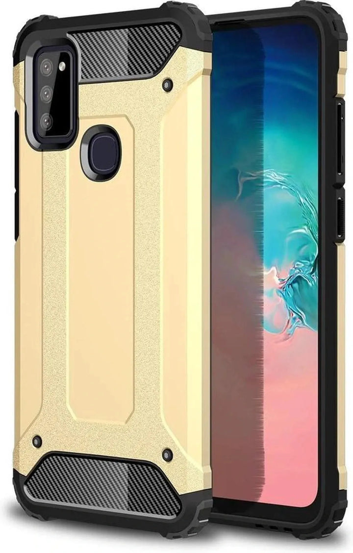 Samsung Galaxy M51 Hoesjes – Armor Hybrid Backcover – Schokbestendig – Goud-Ilumina Benelux