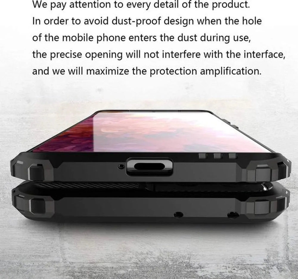 Samsung Galaxy S21 Ultra Hoesjes – Armor Hybrid Backcover – Schokbestendig – Rood-Hoesjes-Ilumina Benelux